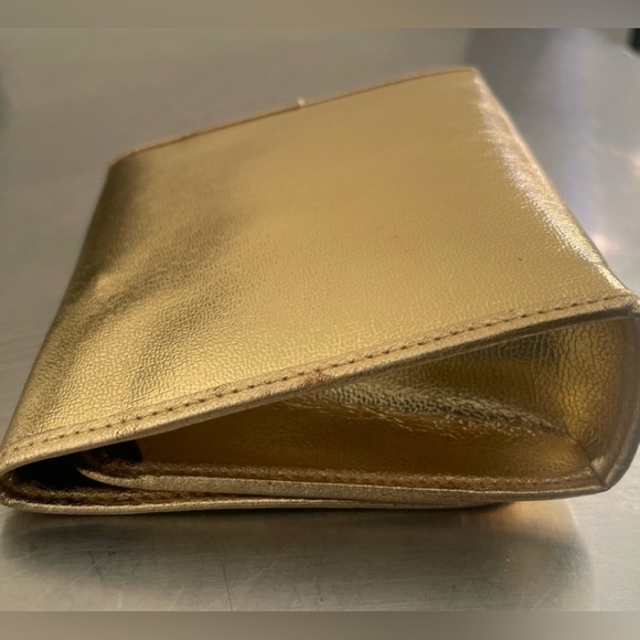 MOSCHINO Gold Makeup Pouch/ Card Holder / Clutch With Black Velvet Lining - Picture 5 of 9